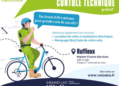 Contrôle technique vélo avec Vélodéa à Ruffieux mercredi 1er avril 2026