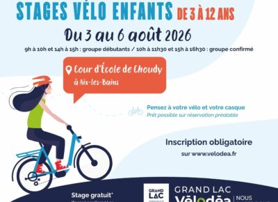 Stage Vélo Enfants 3 à 12 Ans Vélodéa Aix Les Bains Grand Lac Août 2026